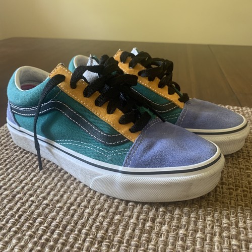 Sneakers basse Vans da uomo scarpe da ginnastica in pelle scamosciata vecchia Skool multicolore taglia 4