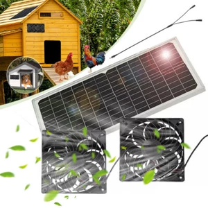 30W Solar Powered Dual Fan Portable Ventilator for Greenhouse Pet Chicken House - Picture 1 of 18