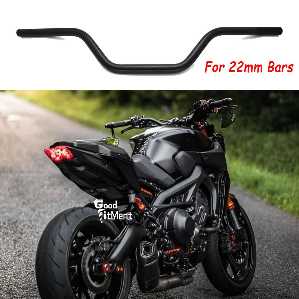 For Yamaha MT-09 MT-07 FZ Motorcycle 7/8'' Black Tracker Drag Handlebar Bar 22mm - Image 1 of 4