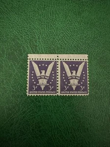 1942 3c Win The War Stamp 2 Connected. Never Used. All Offers Considered… Rare!! - Picture 1 of 2