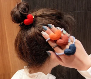Little Queen Korean matte color heart hair tie fashion hair accessories - Picture 1 of 12