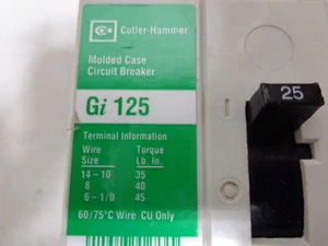 PERFECTO EATON/CUTLER HAMMER TIPO Gi125 GI3025 CON LENGÜETAS DE CARGA - Imagen 1 de 5