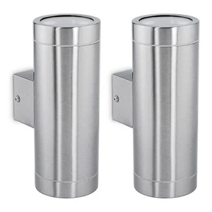 2 pezzi lampada da parete TIRA Up & Down esterno acciaio inox IP44 con 4x GU10 3W bianco neutro - Foto 1 di 9