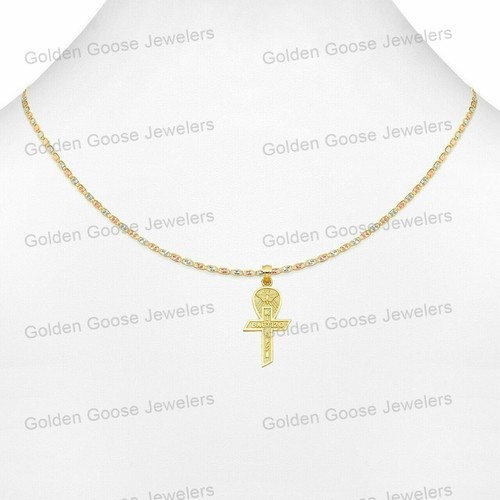 Ciondolo in vero oro giallo 14 kt con ciondolo battesimo Mi Bautizo catena Valentino