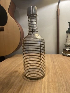 Vintage Glass Decanter with Sterling Silver Overlay & Top - Picture 1 of 9