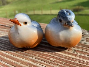 Vintage Blau Vogel Salz und Pfefferstreuer Männchen & Weibchen Paar Vögel - Bild 1 von 10