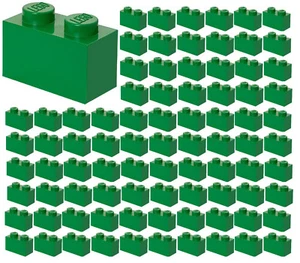 ☀️100x NEW LEGO 1x2 GREEN Bricks (ID 3004) BULK Parts City Building Grass Town - Picture 1 of 2