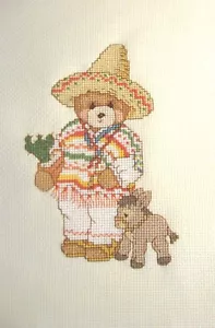 Fertiger fertiger Kreuzstich - Carlos, mexikanischer Bär - Cinco de Mayo - Bild 1 von 1