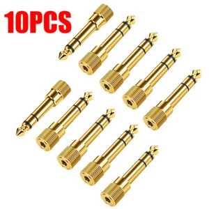 10 PC TRS Stereo Audio Headphone Adapter 6.35mm 1/4" Male to 3.5mm 1/8" Female - Picture 1 of 12