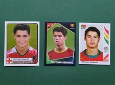 3x🔥 CRISTIANO RONALDO CR7 ROOKIE LOT RARE STICKERS EURO 2004 COE 2005 WC 2006 