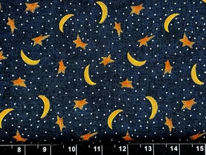 Tina Scrap 9"x21" Cosmos Moon Stars Outer space Night Sky OOP Fabric COTTON - Picture 1 of 1