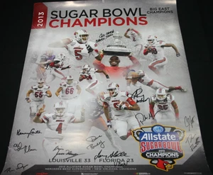 Cartel firmado por el cuerpo técnico del Sugar Bowl de fútbol americano de los Louisville Cardinals 2013 - Imagen 1 de 4