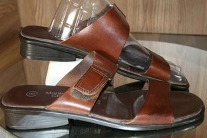 Montego Bay Leather Collection Brown Sandals Womens Size 8M Brazil - Picture 1 of 10