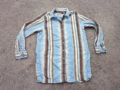 Рубашка женская Valerie Stevens отдельная M в полоску с длинным рукавом рулон вкладка 100% лен - Изображение 1 из 4