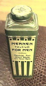 Antica latta talco in polvere Mennen vintage anni 40 vecchio magazzino - Foto 1 di 8