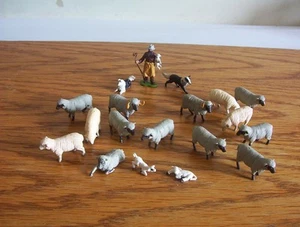 Gran Bretaña Vintage Granja Juguetes Animales Lote de Ovejas con Pastor y Perros. - Imagen 1 de 1