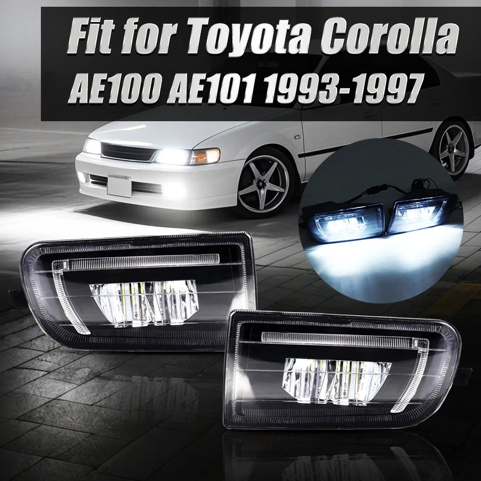 2X LED Front Bumper Fog Lights DRL Lamp For Toyota Corolla AE100 AE101 1993-1997 Foto 1 de 4