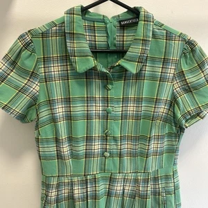 Dangerfield Dress Sz12 Green Check Schoolgirl Vibe - Picture 1 of 19