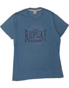 Camiseta Top REPLAY Para Hombre Gráfica Grande Azul Algodón DB27 - Imagen 1 de 3