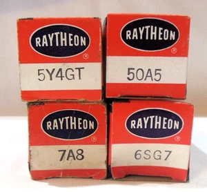 Lote de 4 tubos de radio TV Raytheon & Philco 5Y4GT 5OA5 7A8 y 6SG7 - Imagen 1 de 11