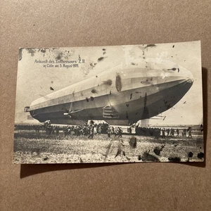 Germany Zeppelin Postcard RPPC real photo postcard staining August 5, 1909 - Picture 1 of 2