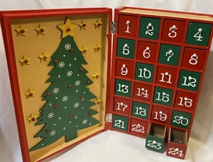 KURT S. ADLER WOODEN BOOK ADVENT COUNTDOWN CALENDAR TABLE TOP With Drawers! - Picture 1 of 5