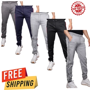 Men's Slim Fit Joggers with Side Stripe Sports pant gym bottom S- 2XL (2258). - Picture 1 of 18
