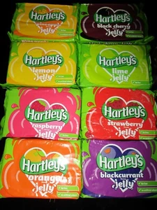 HARTLEY'S JELLY ASSORTED 12 X 135G PACKS FAT FREE BLACKCURRANT LEMON LIME CHERRY - Picture 1 of 11