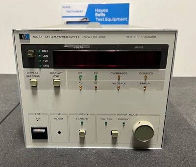 HP / Agilent 6038A System Autoranging DC Power Supply, 60V, 10A, Fully  Tested! - Image 1 of 3