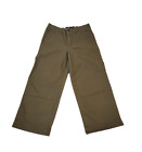 Polo Ralph Lauren Zip-Fly Cropped Cotton Wide Leg Womens Chino Olive Pant
