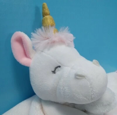 Manta de seguridad Carters blanca rosa unicornio dorada Lovey Comfort felpa suave niña  Foto 1 de 4