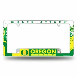 *NEW!! *Oregon Ducks All Over Design Chrome Metal License Frame FREE SHIPPING!! - Picture 1 of 3