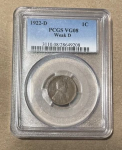 U.S. - 1922-D (Weak D) Lincoln Cent (PCGS VG 08) - Picture 1 of 4