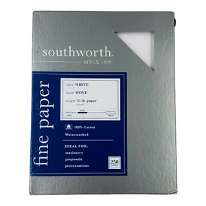 250 Sheets Southworth 8.5" x 11" White Wove 32lb Fine Paper - Picture 1 of 8