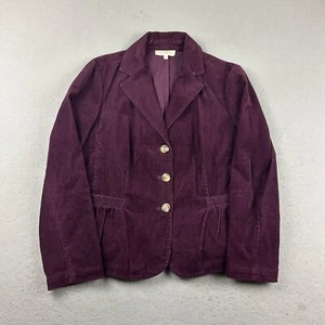 Talbots Jacket Womens 12P Purple Corduroy Cotton Blend Pleated Button Up Blazer - Picture 1 of 9