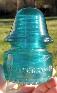 BLUE AQUA CD 134 HEMINGRAY-18 SIGNAL GLASS INSULATOR. - Picture 1 of 6