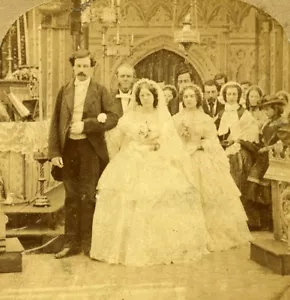 Frankreich Paris Zweites Kaiserreich Hochzeit Kirche Zeremonie altes Stereo Foto 1865 - Bild 1 von 3