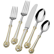 Wallace Napoleon Bee 24kt Gold Accent 18/10 Stainless Steel 45-piece Flatware 