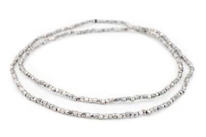 Dark Silver Faceted Tiny Diamond Cut Beads 2mm White Metal 24 Inch Strand - Picture 1 of 3