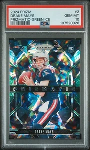 2024 Panini Prizm - Prizmatic Drake Maye #2 Green Ice (RC) - PSA 10 GEM MINT - Picture 1 of 2
