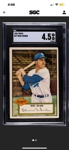 ⚾️🟦Duke Snider🟦⚾️1952 Topps #37 HOF Vintage SGC 4.5 VG EX Dodgers - Picture 1 of 4