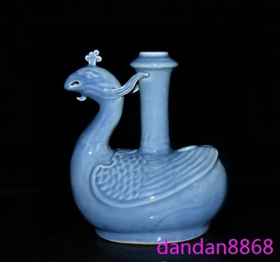 Estatua bandera cabeza de fénix porcelana esmalte azul dinastía Ming de 8,8" China Foto 1 de 4