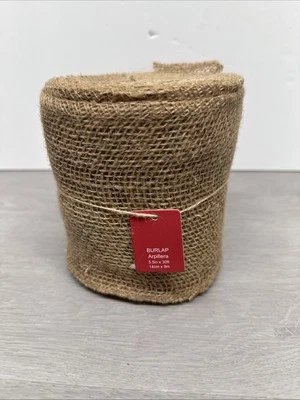 BURLAP Jute Ribbon Roll, Natural Tan, Unwired Finished Edge (30 Ft 5.5" Wide) - Image 1 of 2