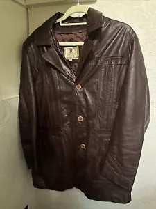 Florence Tanners Vintage Brown Men’s Size 42 3-Button Leather Jacket - Picture 1 of 8