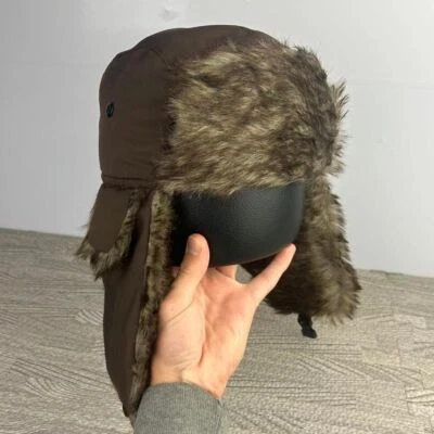 Винтажный Y2K меха траппер шляпа крышка Beanie коричневый русский гранж зима - Изображение 1 из 4