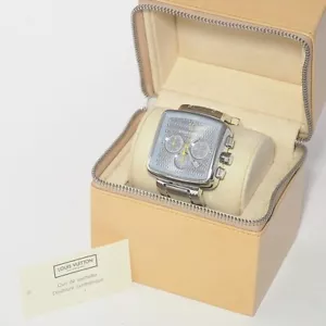 LOUIS VUITTON Speedy Chronograph Damier Q2121 Automatic Ice Blue Men's Watch - Picture 1 of 9