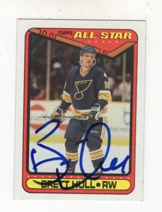 1990-91 TARJETA DE AUTÓGRAFO TOPPS HOCKEY BRETT HULL ST. LOUIS BLUES - Imagen 1 de 2