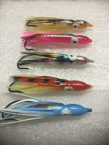 READY MADE DROPPERS 5 X 7cm OCTOPUS JIGS 8OLB SHOCK MONO 4/0 O'Shaughnessy HOOKS - Picture 1 of 12