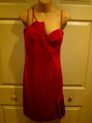  VESTIDO MUJER DINA BAR-EL TALLA MEDIANA HOMBRO CON TIRANTES ROJO AÑOS 90 DECLARACIÓN Foto 1 de 4