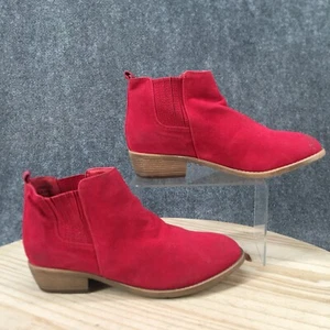 Journee Collection Boots Womens 8.5M Ramsey Ankle Bootie Red Pull On Block Heels - Picture 1 of 16